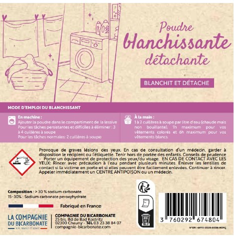 POUDRE BLANCHISSANTE ET DETACHANTE
